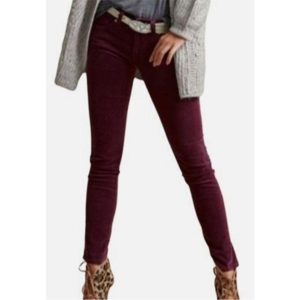Cabi Vino Skinny Corduroy Pants 2 x 28 Burgundy
